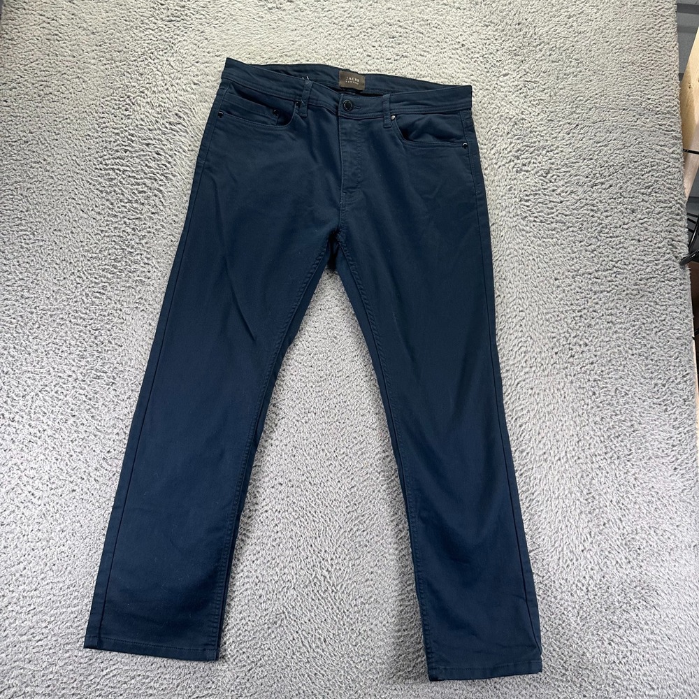 Jachs New York Pant Men's 34x30 Blue Cotton Chino Straight Preppy Career Stretch